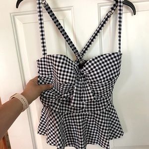 Torrid checkered with flare swim top
